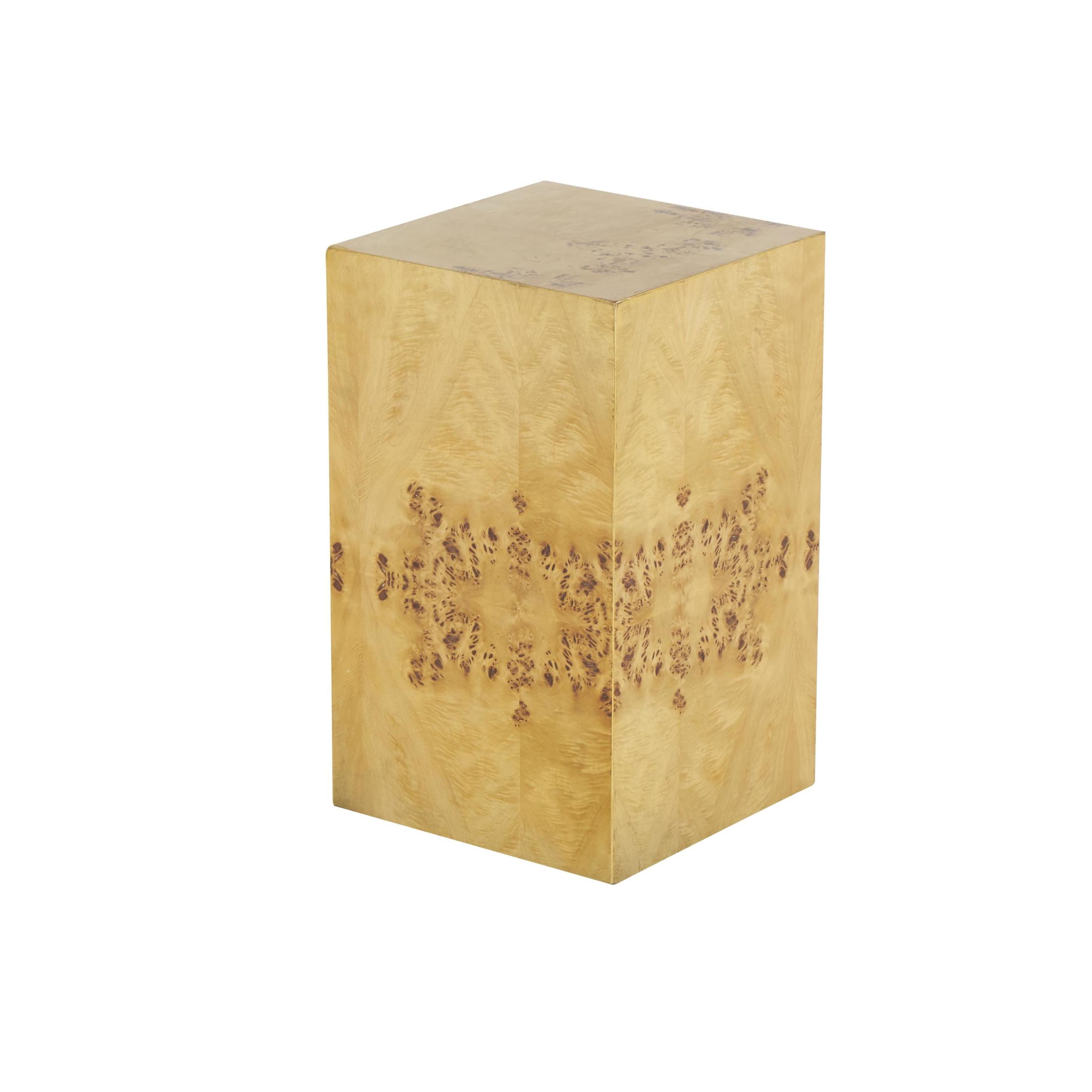 DecMode 12" x 20" Brown Wood Square Cube Accent Table with Wood Grain Patterns, 1-Piece