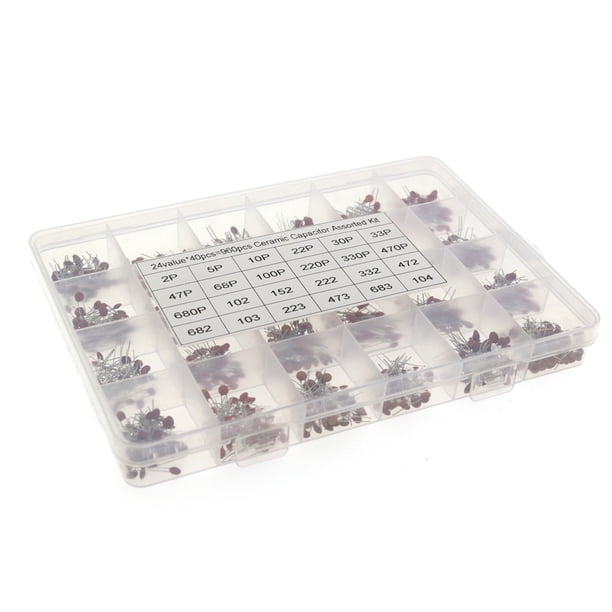 Bearachild 960 unids/set paquete surtido de condensadores de cerámica DIY Kit de componentes electrónicos accesorios repuestos Decoración del hogar Bearachild HA062023-00