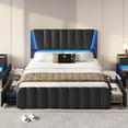 thumbnail image 5 of AOGLLATI Queen Bed Frame with Headboard and 4 Storage Drawers Platform Bed Frame with Led Light & 2 USB Ports No Box Spring Needed, 5 of 8