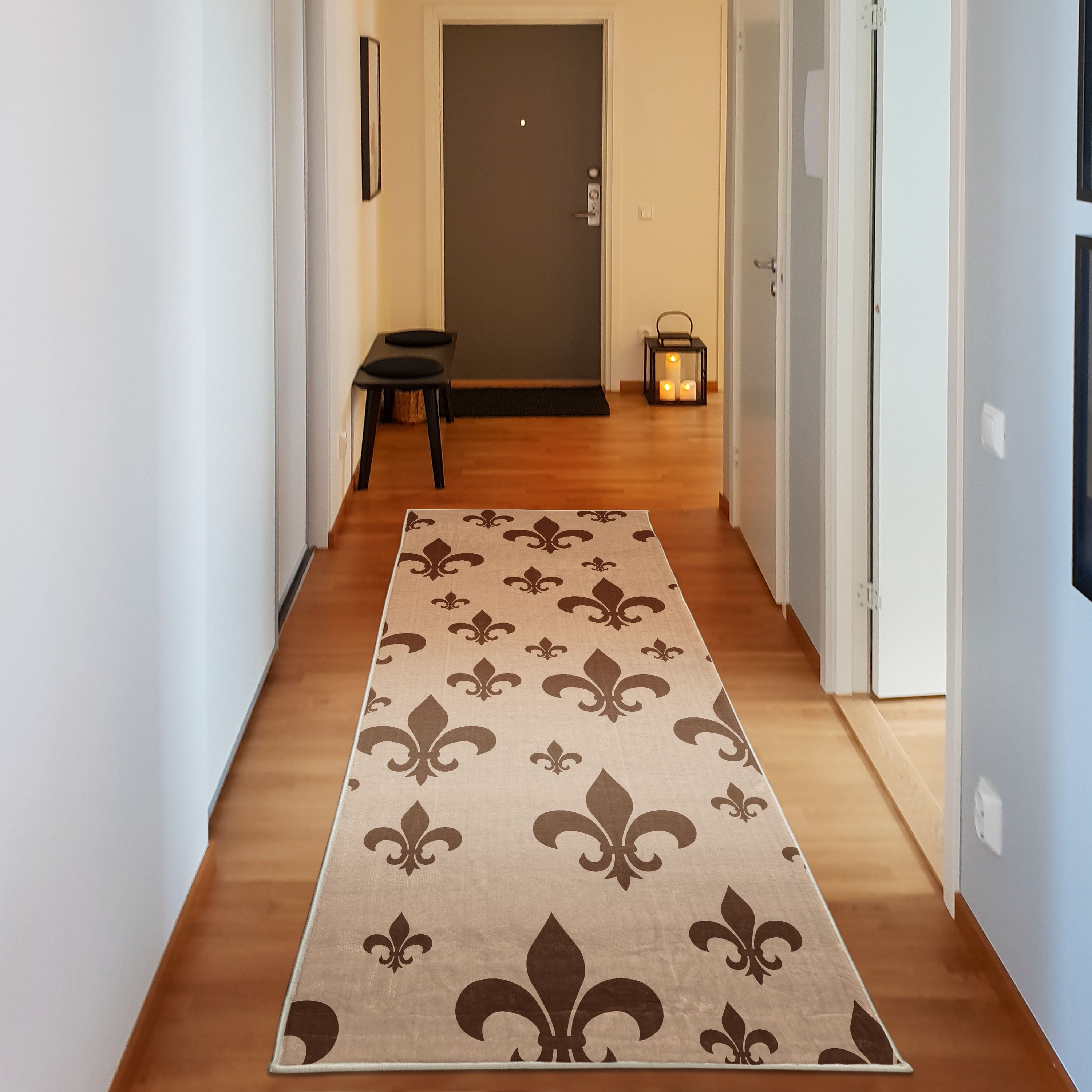 Fleur De Lis Decorative Rug, Lily Pattern Classic Retro Royal Vintage