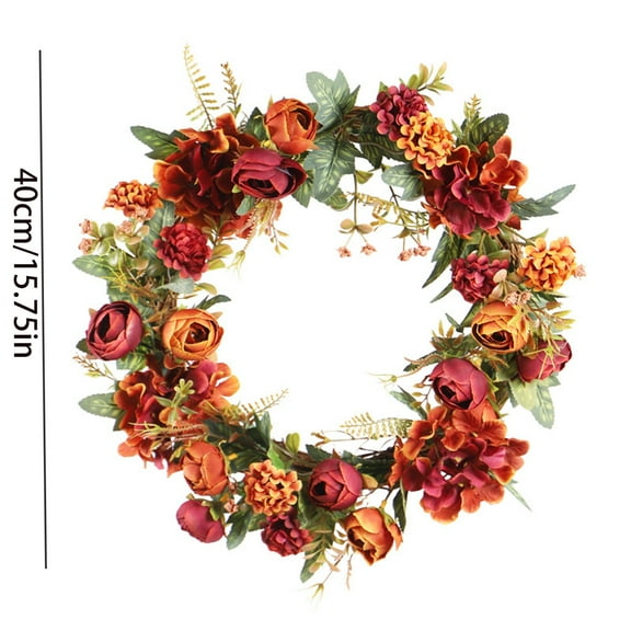 Household Imitation, Hilingoto Fall Wreath 40Cm Autumn Wreath Artificial Autumn Fall Wreath for Outside Thanksgivings Decoration Home Indoor Outdoor Decor for Front Door with Pumpkins Maple and Berry