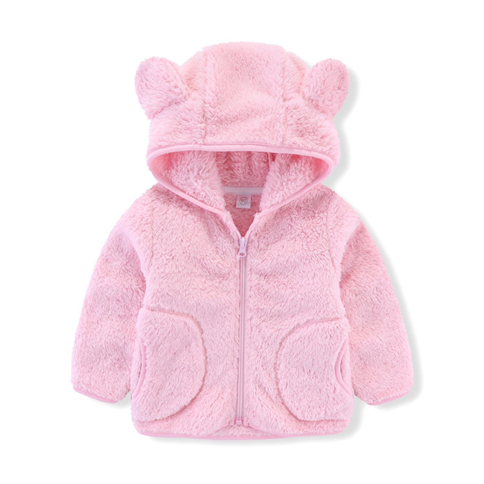 Baby Boys Girls' Hooded Sweater Jacket Winter Fall 3D Bear Ears Hoodie Coat Full Zip Up Fleece Fuzzy Outwear Toddler Kids 