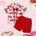 thumbnail image 2 of Splozh Newborn Boy Outfits Toddler Boy Valentines Day Outfit Heart Print Tops Shorts Set Little Boy Valentines Outfit Watermelon Red,6-12 Months, 2 of 6