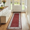 thumbnail image 5 of Garvee 2x6 Modern Bordered Runner Rugs Floral Print Rug, Ultra-Soft Low Pile Non Slip Carpet Washable Stain Resistant Rug for Hallway Kitchen Laundry Bedroom, Red, 5 of 8