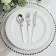 thumbnail image 6 of Efavormart 75 Pack Silver 7" Disposable Plastic Cutlery Set White Handled Disposable Flatware, 6 of 7