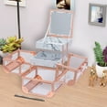 thumbnail image 4 of Impressions Vanity Savvy SlayCube Makeup Travel Case, Makeup Organizer with Mirror (Rose Gold Clear White Marble), 4 of 9