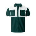 thumbnail image 2 of Eltusu Men's Casual Button Down Shirts, Regular Fit Lapel Collar Summer Stretch Short Sleeve Shirts Army Green Size 3XL, 2 of 6