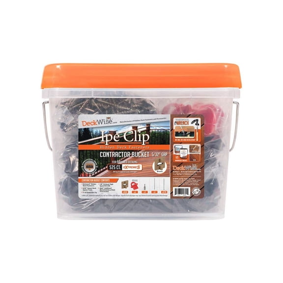 DeckWise (Brown) Ipe Clip Extreme S Hidden Deck Fasteners, 5/32" Gap, Stainless Steel Black #8x2" Trim-Head Screws for 300 Sq.Ft. of AD and KD Hardwood, Thermal or Composite Decks (525 Bucket)