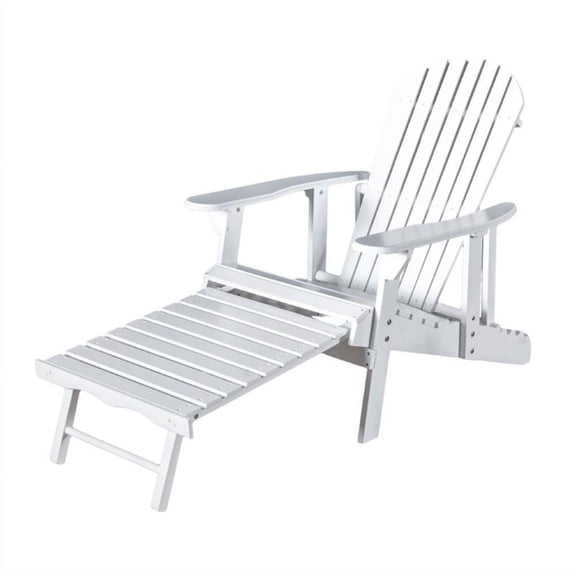 Noble House Hayle Reclining Wood Adirondack Chair in White (Set of 2)