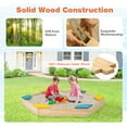 thumbnail image 5 of Costway Wooden Sandbox with Seats, Outdoor Backyard Bottomless Sandpit for Kids, Multicolor, 9 lb, 5 of 11
