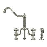 Whitehaus Collection  Twisthaus Plus Bridge Faucet with a Long Traditional Swivel Spout - Brushed Nickel