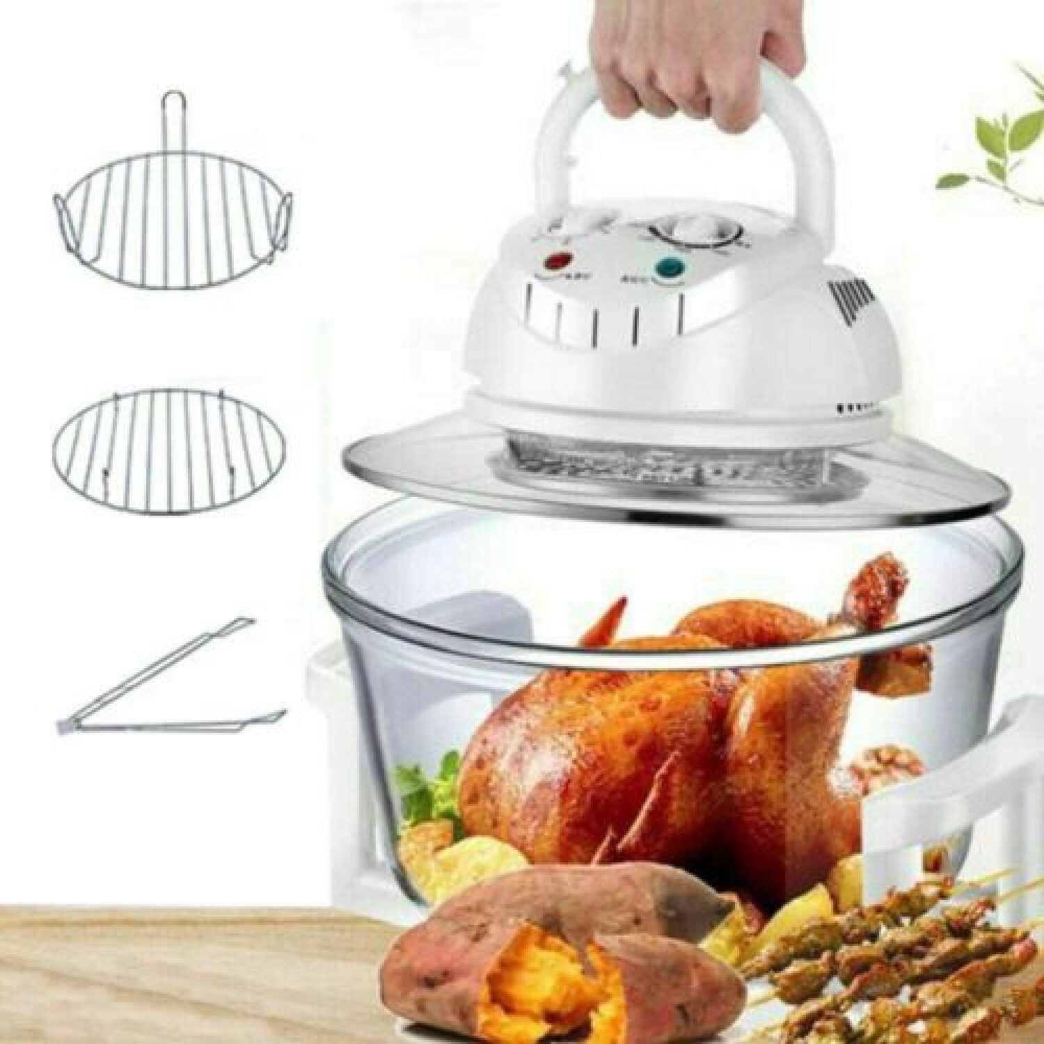 17L Air Fryer Glass Infrared Convection Oven Roaster Glass 360° Heating