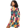 thumbnail image 2 of FORMRS Womens Long Sleeve Nightgowns Crew Neck Sleep Shirt Soft Pajamas Sizes S-3XL, Retro Geometric, 2 of 8