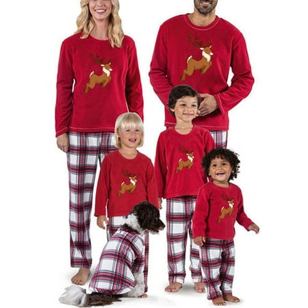 

AMILIEe Family Matching Christmas Pajamas Set Elk Print Sleepwear Nightwear Pyjamas Set