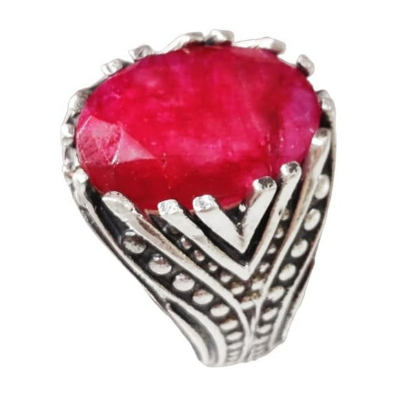 AAA Ruby Corundum Mens Ring, Natural Ruby Corundum Ring, July Ring, Silver Jewelry, 925 Silver Ring, Gift, Heavy Mens Ring, Arabic Design, Ottoman Style Ring, Christmas, Turkey Mens Signet Ring