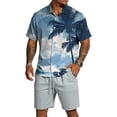 thumbnail image 2 of Mens Summer Short Sets Beach Shorts Sleeve Button Down Shirts Casual Hawaiian Shirt and Shorts Outfit, 2 of 6