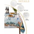 thumbnail image 5 of Octopus Coastal Rectangle Tablecloth, Summer Nautical Starfish Coral Grey Wooden Waterproof & StainResistant Tablecloth, Washable Oil-proof Table Cover for Dining/Party/Wedding/Buffet 60x84 In, 5 of 9