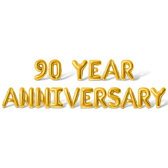 Letter Balloons - 90 YEAR ANNIVERSARY 16" Inch Alphabet Letters Foil Mylar Balloon 90th Anniversary Party Banner (Gold)