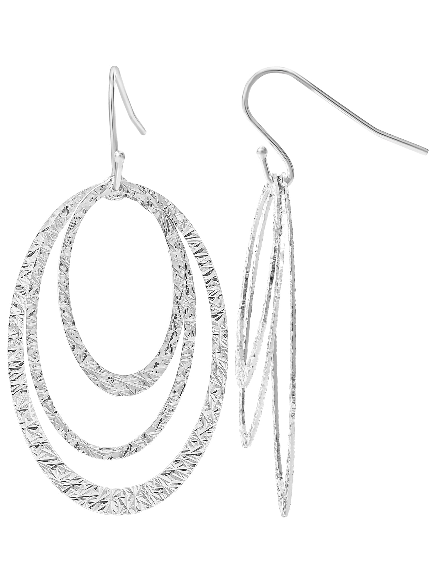 Brilliance Fine Jewelry Womens Sterling Silver Triple Oval Dangle Earrings