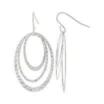 Brilliance Fine Women's Jewelry Triple Oval Dangle Earrings in Sterling Silver