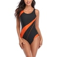thumbnail image 5 of Women's One Piece Swimsuit Fashion Sports Solid Color with Removable Bra Pads No Underwire for Beach Swimming Vacation,Orange,L, 5 of 9