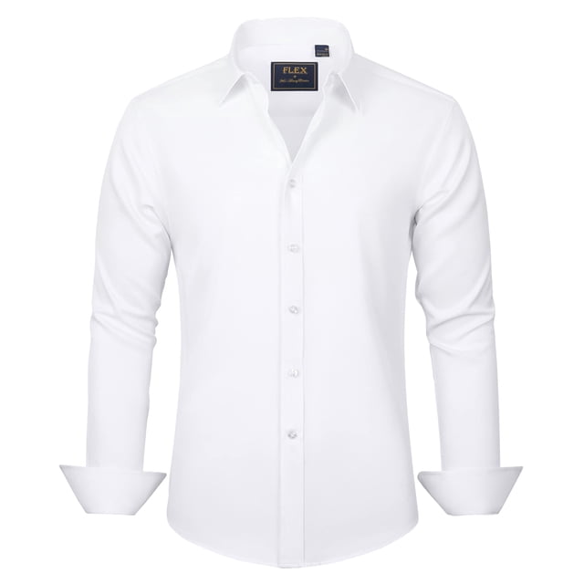Camisa J.VER para Hombre Manga Larga Elástica Blanca Sin Arrugas Talla L