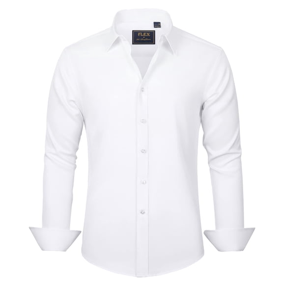 Camisa J.VER para Hombre Manga Larga Elástica Blanca Sin Arrugas Talla L