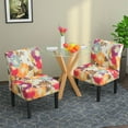 thumbnail image 3 of Mecor Modern Armless Accent Chairs Set of 2, Upholstered Fabric Dining Chairs w/Solid Wood Legs for Dining Living Room Sofa - Floral, 3 of 7