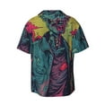 thumbnail image 6 of Lsque Neon Zombie Skull print Men's Cuban Collar Short Sleeve Shirt Summer Beachwear Casual Button Down Fashionable Vacation Leisure Shirt-Small, 6 of 7
