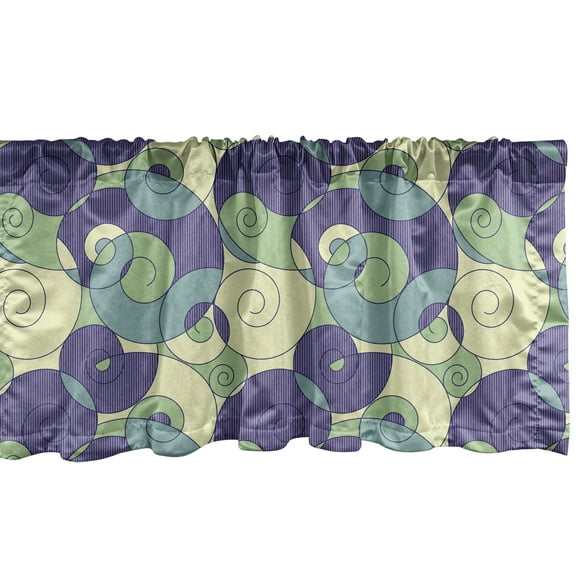 Ambesonne Abstract Window Valance, Classic Geometry Spiral, 54" X 18", Indigo Green