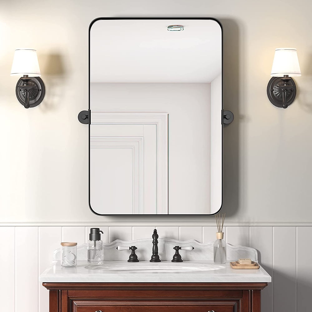 18 in. x 28 in.Bathroom Vanity Black Rectangle Frame Decorative Wall ...