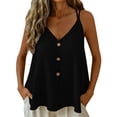 thumbnail image 2 of qelini Linen Tank Tops for Women Plus Size Spaghetti Strap Long Tee V Neck Sleeveless Shirt Solid Color Cloths, 2 of 8