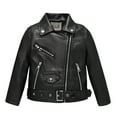 thumbnail image 4 of Efsteb Girls Motorcycle Leather Jacket Long Sleeve Zipper Coat Jacket Solid Color Short Jackets Outwear (Black,9 Years), 4 of 8