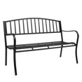 thumbnail image 2 of BTMWAY Patio Bench, 51" Metal Outdoor Bench Waterproof Garden Bench, Iron Front Porch Seating Leisure Sofa Chair, Vintage Outside Bench for Park Lawn Backyard Balcony Decor, Black, 2 of 13