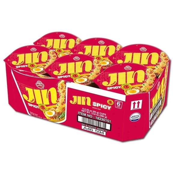 OTOKI Jin Ramen Spicy Cup Noodles – Authentic Korean Instant Cup Ramen Beef Bone Broth, Bold & Fiery Flavor, 2.29 oz (Pack of 6)