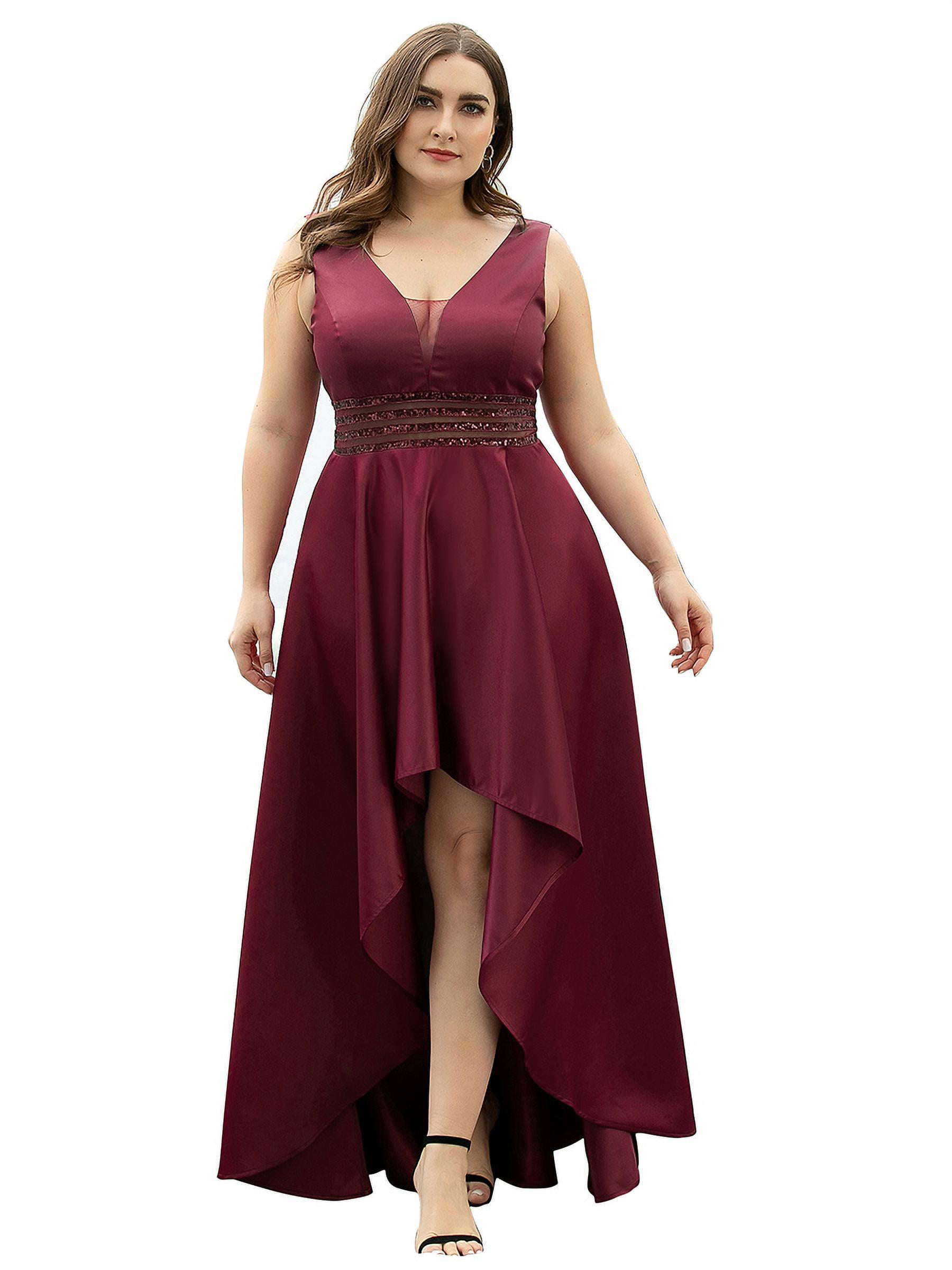 Ever-Pretty Women's V Neck Sleeveless Empire Waist Thigh High Split Plus Size Prom Dresses 07505PL