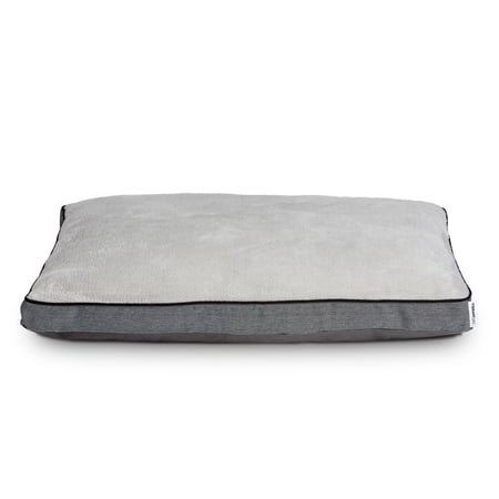 Vibrant Life Deluxe Gusset Pillow Large Dog Bed  Grey Herringbone