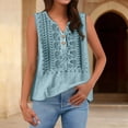 thumbnail image 5 of Women's Cotton Linen Vest, V Neck Sleeveless Embroidered Tank Top, Bohemian Style Casual Summer Top for Beach, Travel, Daily Wear and Layering-Mint Green, 5 of 8