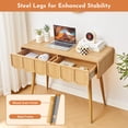 thumbnail image 6 of WIRRYTOR 39" Mid-Century Modern Home Office Writing Desk with 2 Scalloped Drawers, Small Computer Desk Vanity Table with Curved Edges, Natural, 6 of 10