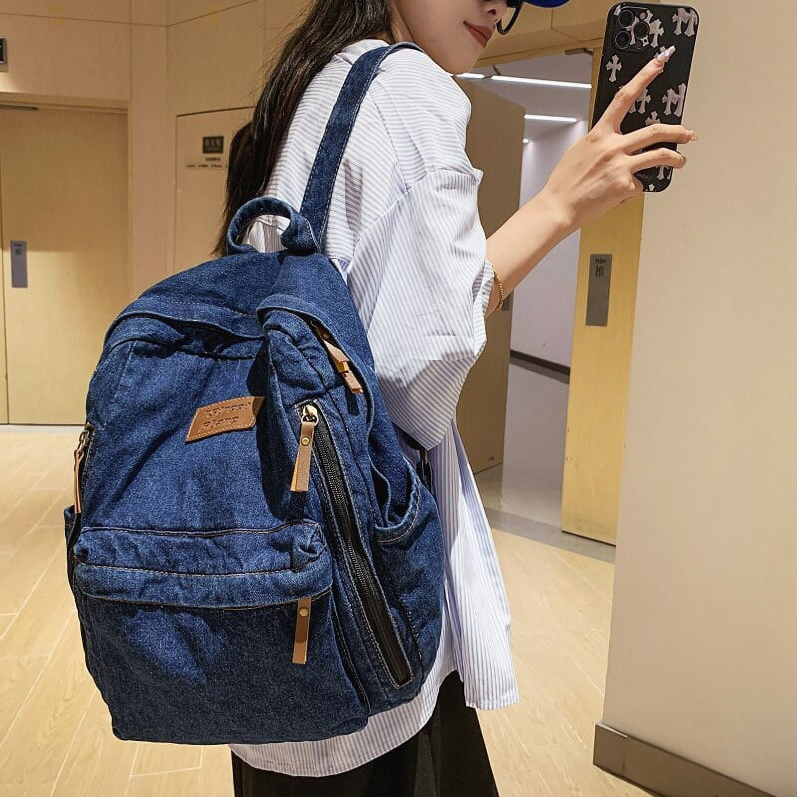CoCopeaunts New Denim Women Backpack Retro Travel Bagpack Large Capacity  Backbag College Student School Bags for Teenager Girls Rugtas