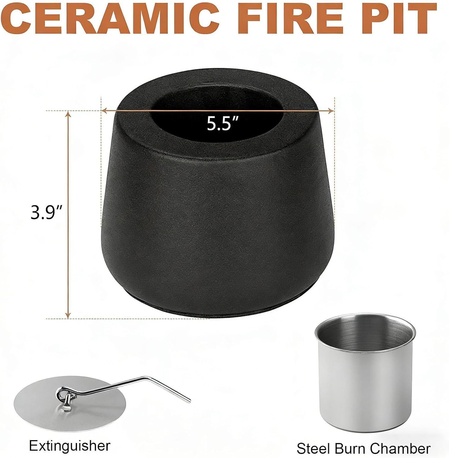 Tabletop Fire Pit, Heat Resistant Design 13.5x13.5x10cm, Decorative Modern Sculpture Portable Stove Table Bonfire for Patio Terrace Garden Backyard（black）1Pcs