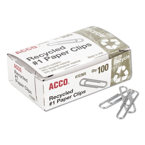 Recycled Paper Clips, Medium (no. 1), Silver, 100/box, 10 Boxes/pack | Bundle of 2 Packs