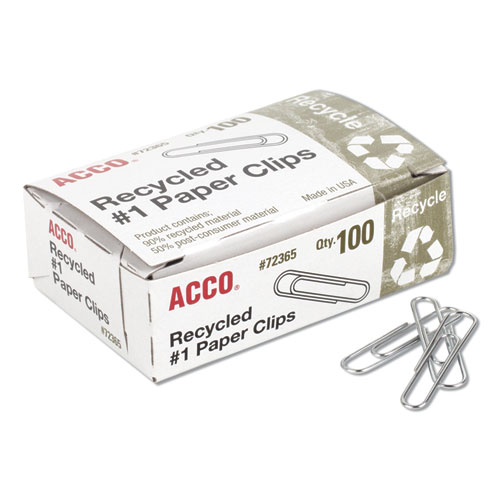 Recycled Paper Clips, Medium (no. 1), Silver, 100/box, 10 Boxes/pack | Bundle of 2 Packs