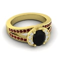 thumbnail image 3 of Diamond-Capitals 2.35 Carat Fine Oval Cut Black Onyx & Garnet Gemstone Proposal Ring for her Solid 18K Yellow Gold Size 7.5, 3 of 8