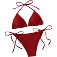 thumbnail image 1 of Traje de baño para mujer, conjunto de bikini triangular, con lazo lateral, ropa de playa Rojo - G Rojo - G Xishao ropa, 1 of 2