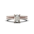thumbnail image 1 of Art deco 2.00 Carat Emerald Cut Diamond Moissanite Engagement Ring Set, Wedding Ring in 10k Solid Rose Gold, Feminine Gift, Promise Ring, Anniversary Gift, 1 of 4