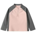 thumbnail image 3 of bbymog Boys Shirts Size 14-16 Fashion Patchwork Half Zip Shirt Long Sleeve Pullover Tops for Girls Boys Athletic Shirts Pink 10-11Years, 3 of 4