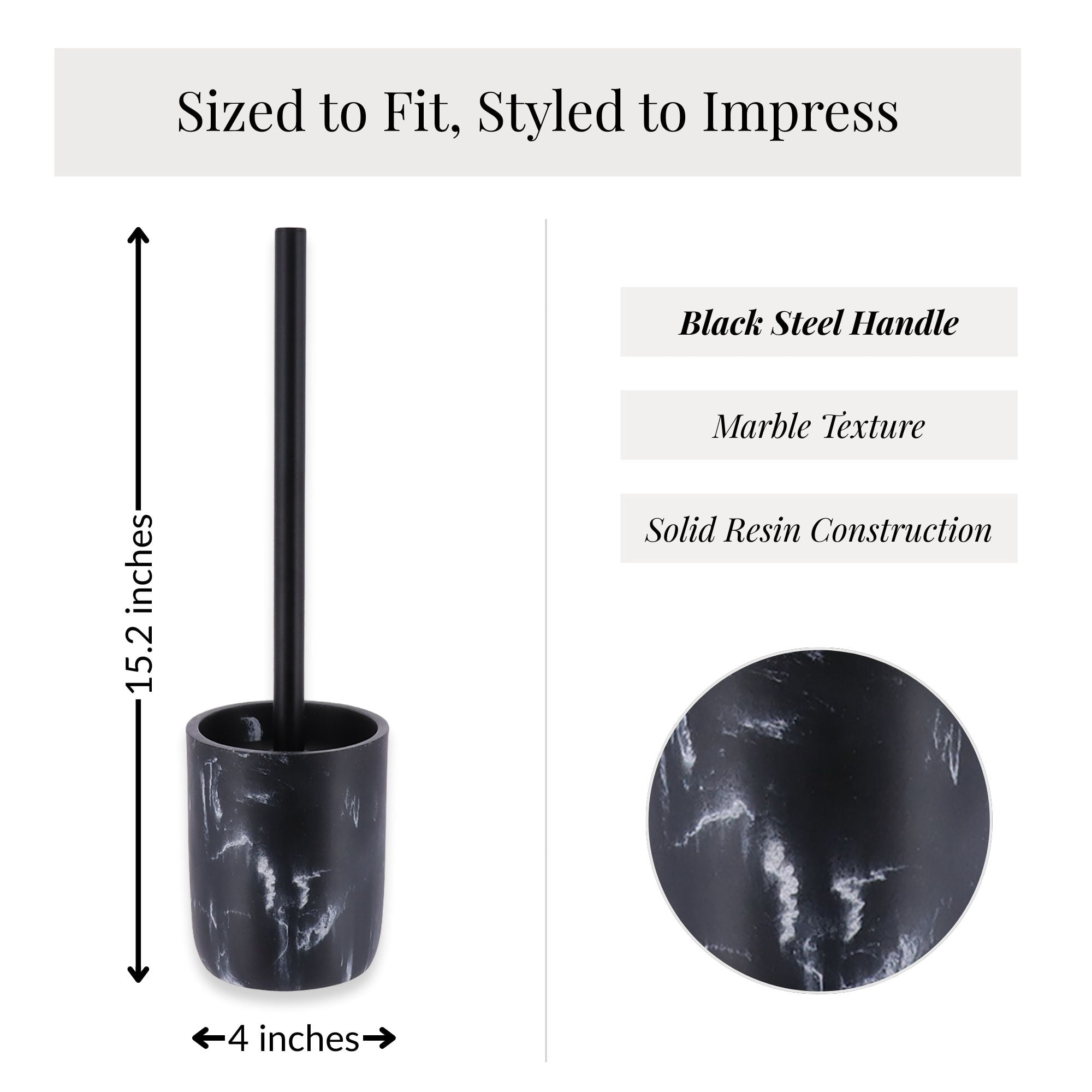 Black Marble Toilet Brush and Holder Set