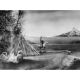 thumbnail image 2 of Vintage Photography 32x25 White Modern Wood Framed Museum Art Print Titled - Indian Encampment along Columbia River, 2 of 4