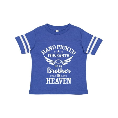 

Inktastic Handpicked for Earth by My Brother in Heaven Angel Wings Gift Toddler Boy or Toddler Girl T-Shirt